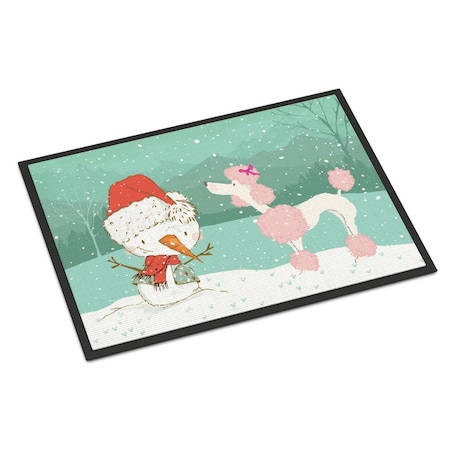 Carolines Treasures 24 x 36 in. Pink Poodle Snowman Christmas Indoor or Outdoor Mat CK2066JMAT